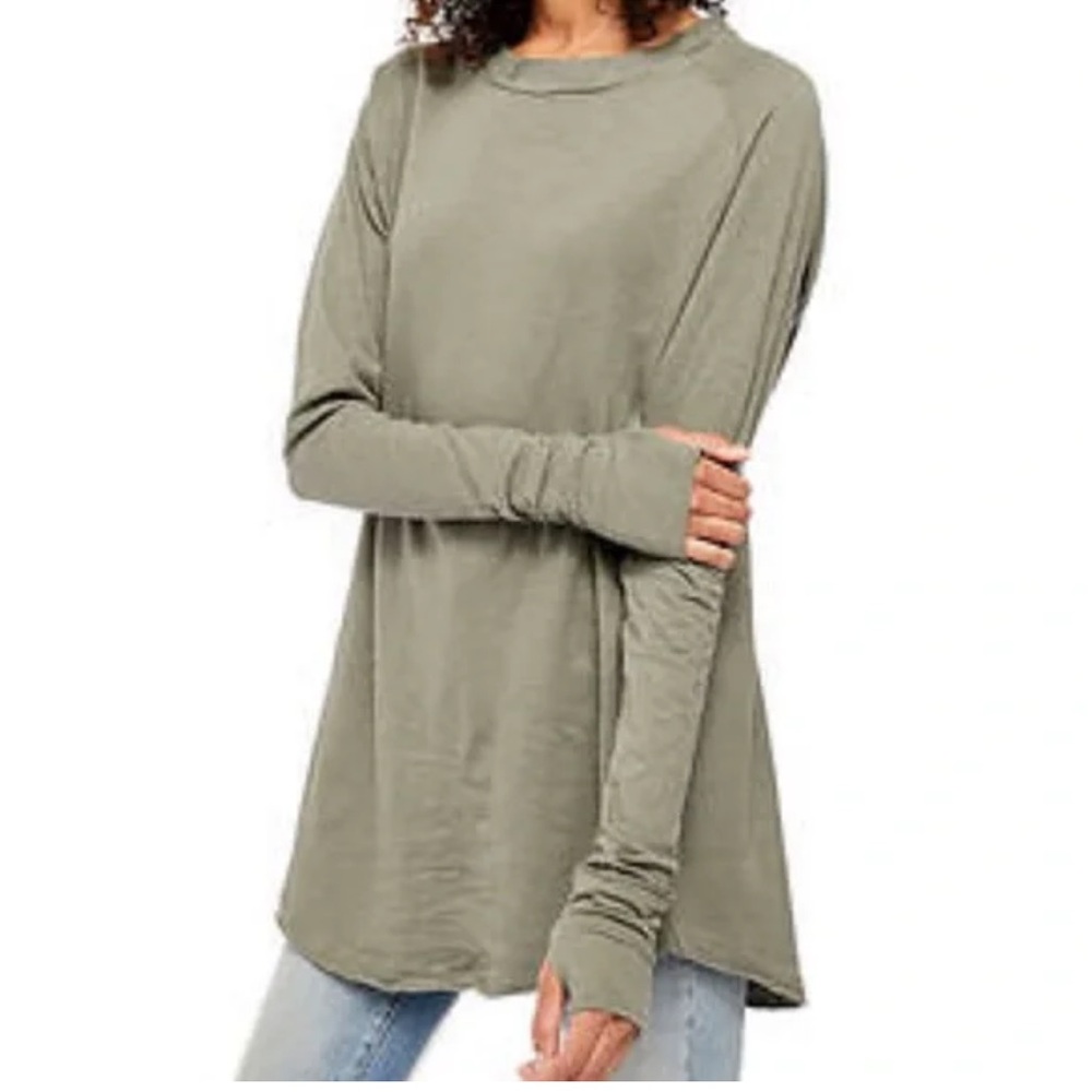 🍒(A272) NEW Free People Arden Long Sleeve Tee. Washed Olive Green. Size: Large - Picture 14 of 14